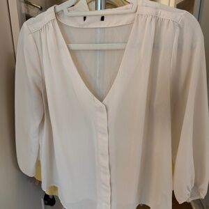 Sheer V Neck Blouse Top